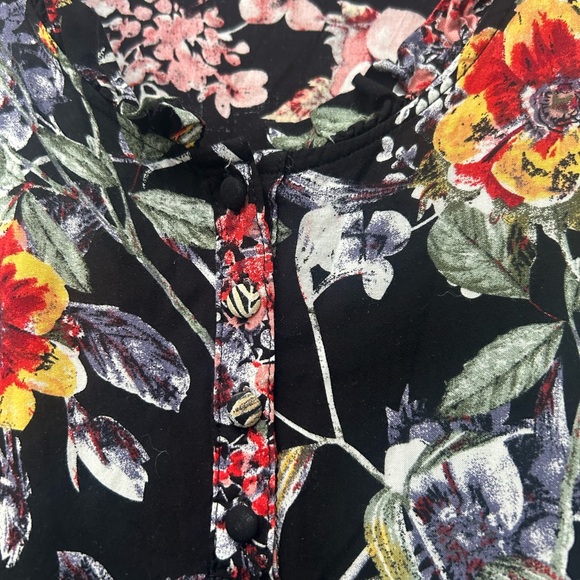 Papillon Floral Ruffled Hem Tiered Shift Dress XS Boho - Picture 5 of 10